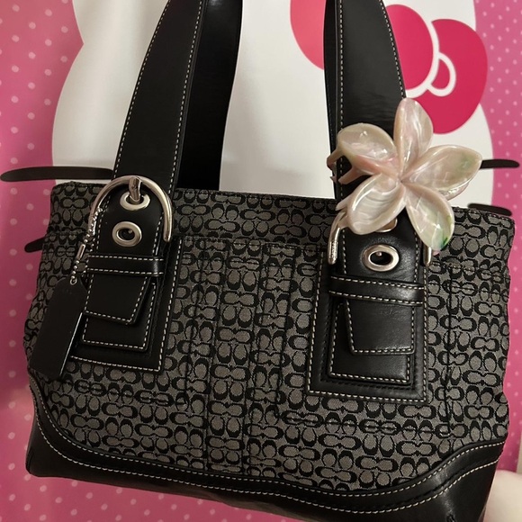 Coach Handbags - Elegant Black and Gray Women's Shoulder Bag